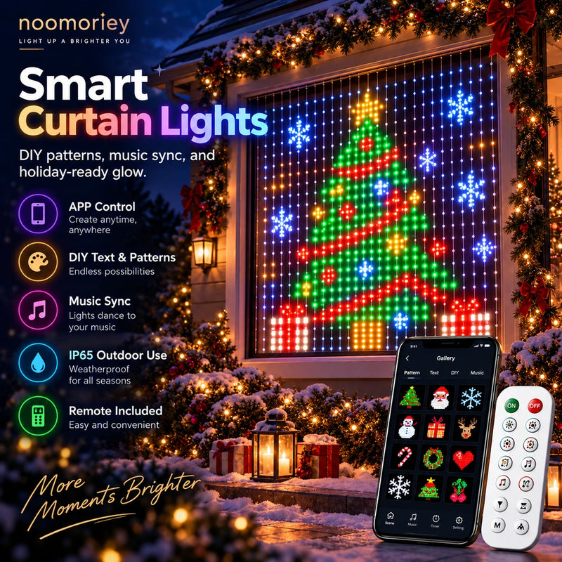 TinyWishes™ SmartGlow RGB Christmas Curtain Lights