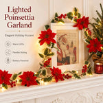PoinsettiaGlow™  Lighted Christmas Garland