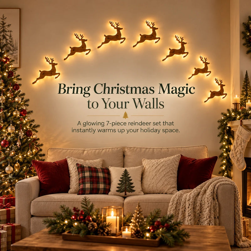 TinyWishes™ ReindeerGlow 7-Piece Christmas Wall Light Set