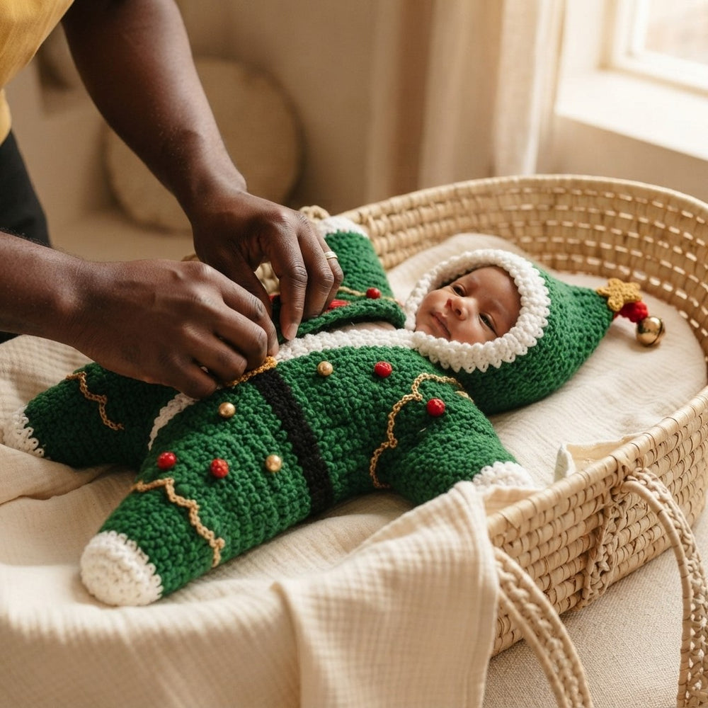 Knitted Christmas Baby Romper